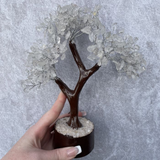 Clear Crystal Quartz Gemstone Tree - LARGE - Brown Base and Branches - Crystal Healing