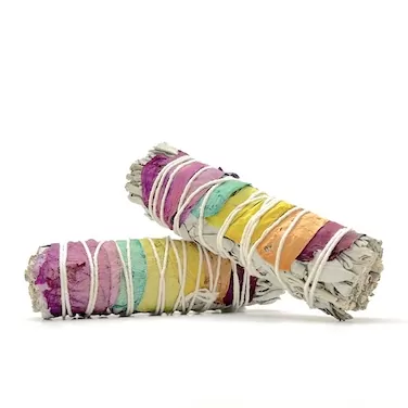 Sage Smudge Stick CHAKRA with Dried Flowers (Medium) - Smudging - Cleansing - Protection - Sage Spirit (Copy)