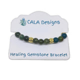 Diabetes Regulator Healing Crystal Gemstone Bracelet - Handcrafted - Chrysocolla, Moss Agate, and Serpentine 8mm