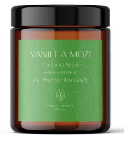 Vanilla Mozi Insect Repellent Soy Wax Candle - Spearmint and Vanilla - 175ml