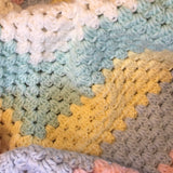 Beautiful RAINBOW Baby Cot or Pram Blanket - Christening - Baby Gift - Throw -- Hand Crocheted