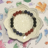 Arthritis and Joint Pain Healing Crystal Gemstone Bracelet - Handcrafted - Black Obsidian, Carnelian, and Chrysocolla  8mm