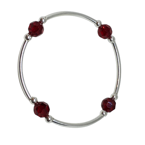 July RUBY Birthstone Bracelet Swarovski Crystal 8mm Sterling