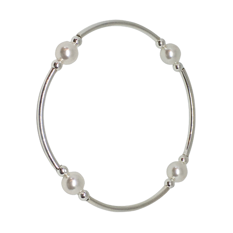 Count your Blessings - Blessing Bracelet (Birthstone) - June WHITE PEARL 8mm - Sterling Silver