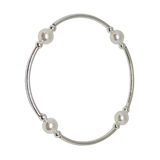 June WHITE PEARL  Birthstone Bracelet - Swarovski – 8mm - Sterling Silver