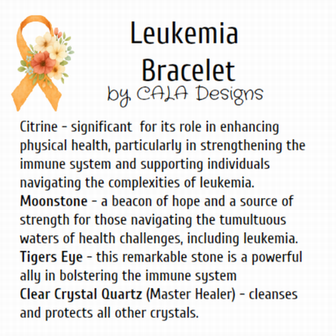 LEUKEMIA Awareness Healing Crystal Gemstone Bracelet - Handcrafted by CALA Designs