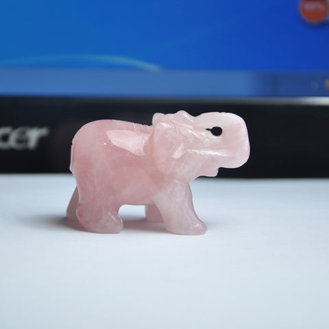 Rose Quartz Elephant 40mm - Love, Friendship and Partnership  - Gift Idea - Crystal Healing - Gift Idea