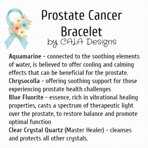 PROSTATE CANCER Awareness Healing Crystal Gemstone Bracelet - Handcrafted by CALA Designs