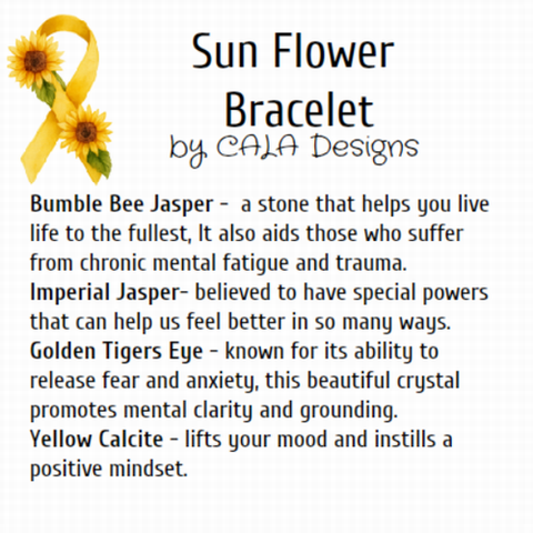 HAPPINESS Sunflower Healing Crystal Gemstone Bracelet - Handcrafted by CALA Designs