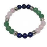 Vertigo Support Healing Crystal Gemstone Bracelet - Handcrafted - Aventurine, Lapis Lazuli and Rose Quartz 8mm