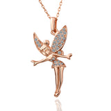 Swarovski Crystal Elements - Little Fairy Girls Necklace - Rose Gold Plate - Gift Idea
