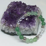 Allergy Relief Healing Crystal Gemstone Bracelet - Handcrafted - Green Aventurine, Clear Quartz and Green Fluorite 8mm