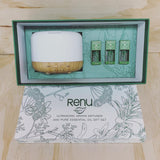 Renu Aromatherpy Ultrasonic Mist Diffuser Gift Set with 3 essential oil blends
