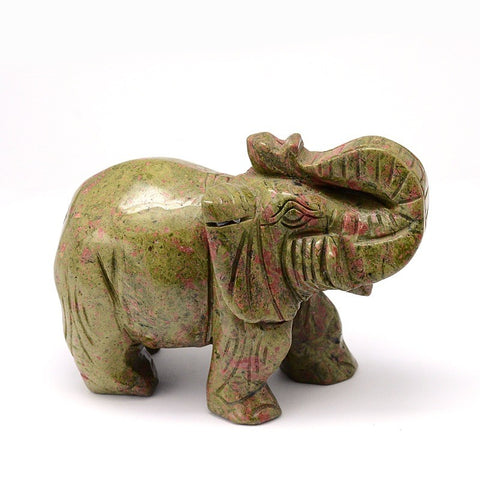 Unakite Elephant Carving Small 40mm - Balance, Release and Detoxification - Crystal Healing