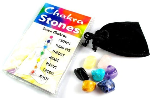 7 Chakra Balancing Healing Tumbled Stones Set (Small) - Organza Pouch - Gift idea