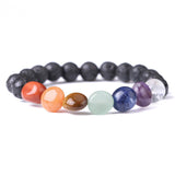 7 Chakra Tumbled Stone (8 mm) and Lava Stone Diffuser Bracelet - Limited Edition