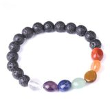 7 Chakra Tumbled Stone (8 mm) and Lava Stone Diffuser Bracelet - Limited Edition