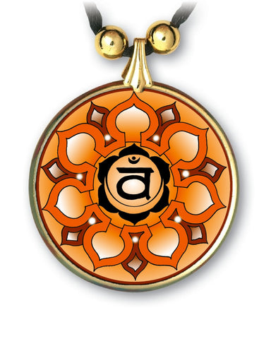 Sacral Chakra Sanskrit Mandala Pendant - Handcrafted
