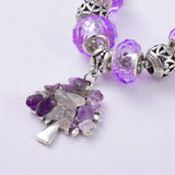 Amethyst European Inspired Charm Bracelet with Tree of Life Charm - The Holistic Shop
