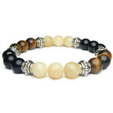 Addiction Recovery and Support Healing Crystal Gemstone Bracelet - Handcrafted - Yellow Calcite, Black Onyx and Tiger Eye  8mm