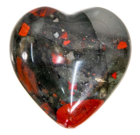 African Bloodstone Crystal Heart 30mm - Cleansing, Colds, Detoxifying, Flu and Healing - Crystal Healing - Gift Idea