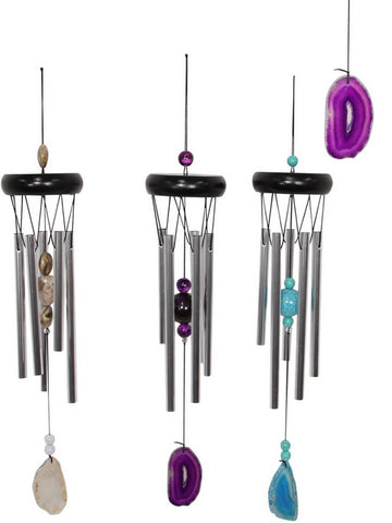 Agate and Bead Wind Chime - 5 Metal Tubes - Feng Shui - Home Décor - 46cm - Gift Idea