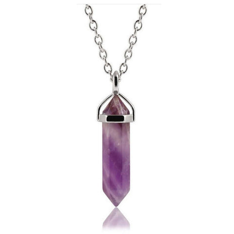 Amethyst Double Point Pendant - Free Chain - Protection, Awareness, Harmony and Wisdom - February Birthstone