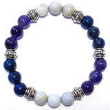 Releasing Anger Healing Crystal Gemstone Bracelet - Handcrafted - Amethyst, Blue Chalcedony and  Lapis Lazuli 8mm