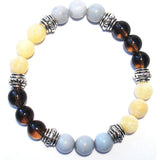 Depression Support Healing Crystal Gemstone Bracelet - Handcrafted - Orange Calcite, Blue Chalcedony and Smoky Quartz 8mm