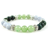 Inflammation Support Healing Crystal Gemstone Bracelet - Handcrafted - Green Aventurine, Blue Chalcedony, and Moss Agate 8mm