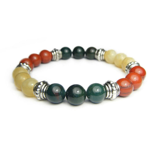 Taming your Anxiety Healing Crystal Gemstone Bracelet - Handcrafted - Bloodstone, Yellow Calcite and Red Jasper 8mm