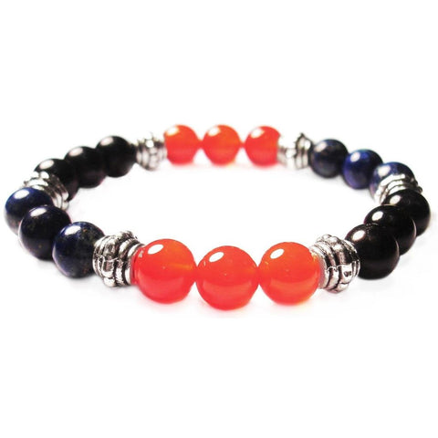 Arthritis and Joint Pain Healing Crystal Gemstone Bracelet - Handcrafted - Black Obsidian, Carnelian, and Chrysocolla  8mm