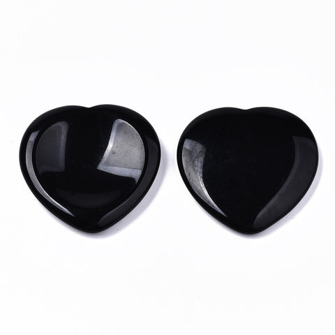 Black Obsidian Heart Shaped Thumb Worry Stone 40mm - Grounding, Protecting and Healing - Healing Crystal - Gift Idea