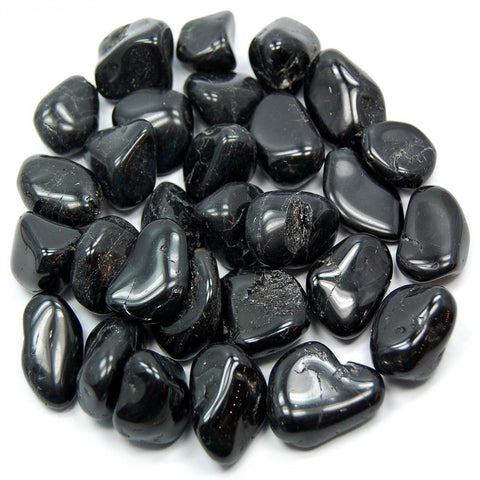 Black Tourmaline Tumbled Stone MEDIUM - Luck, Healing, Protection and Grounding