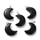 Black Obsidian Crescent Moon Design Pendant Necklace - Grounding, Protection and Healing - Gift Idea
