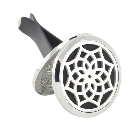 Blossom Design Aromatherapy Essential Oil Car Diffuser - Silver 38mm - Mothers Day Gift Idea