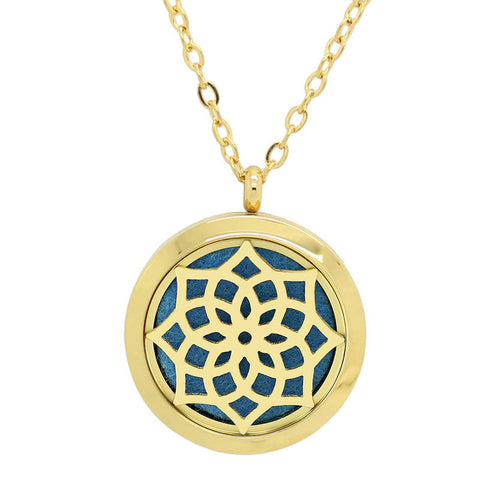 Blossom Aromatherapy Essential Oil Diffuser Necklace - 14k Gold Plate - Free Chain - Mothers Day Gift Idea