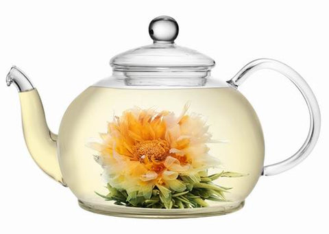Handmade Borosilicate Glass Teapot 800ml - Flowering Blooming Tea