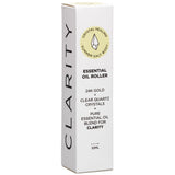 CLARITY- Clear Crystal Quartz Pure Essential Oil Roller Bottle 10ml -  infused with 24k Gold