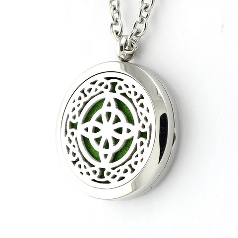 Celtic Design Aromatherapy Essential Oil Diffuser Necklace Silver - Free Chain - Mothers Day Gift Idea