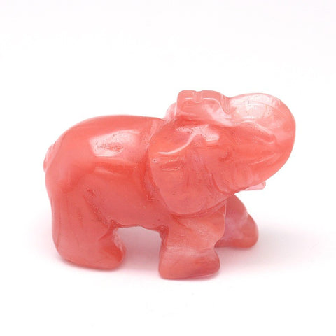 Cherry Quartz Elephant Carving Medium 60mm - Anxiety Relief and Uplifting - Crystal Healing