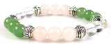 Crystal Gemstone Bracelet - Handcrafted - Natural Green Aventurine, Clear Quartz, and Rose Quartz 8mm