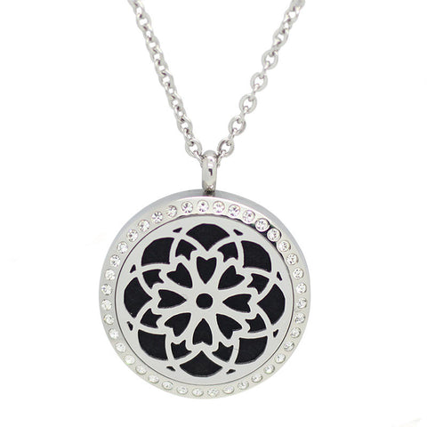 Cosmic Essential Oil Diffuser Necklace Silver with Crystals - Free Chain - Mothers Day Gift Idea