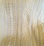 CELTIC Cable design Blanket - Throw - Afghan -  Champagne White - Hand Crocheted