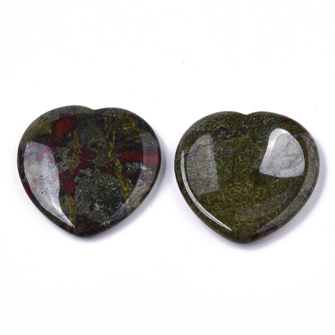 Dragon Blood Jasper Heart Shaped Thumb Worry Stone 40mm - Fertility, Inner Wisdom, Courage and Grief Support - Healing Crystal - Gift Idea
