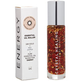 Pure Essential Oil Roller Bottle 10ml with RED JASPER Crystal Gemstones - infused with 24k Gold Flakes