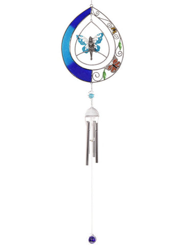 Fairy and Butterfly Wind Chime - Metal Tubes - Feng Shui - Home Decor - 82cm