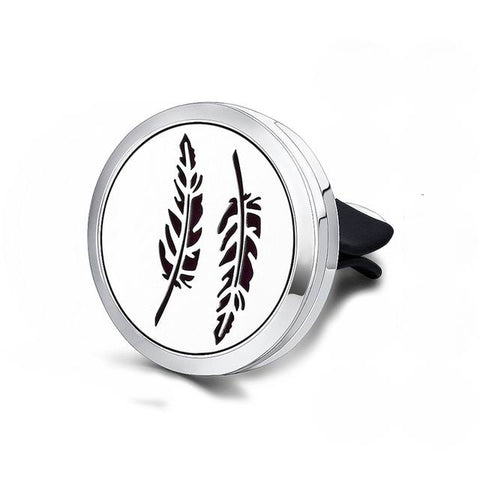 Feather Design Aromatherapy Essential Oil Car Diffuser - Silver 30mm - Mothers Day Gift Idea