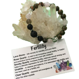 Fertility Support and Healing Crystal Gemstone and Lava Beads Bracelet - Aromatherapy Diffuser - Handcrafted