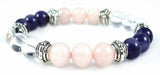 Crystal Gemstone Bracelet - Handcrafted - Natural Amethyst, Clear  Crystal Quartz, and Rose Quartz 8mm